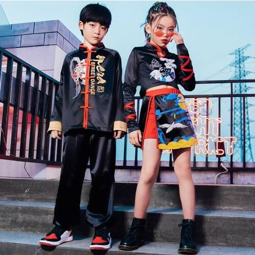 ChildrenS Jazz Dance Costumes Boys Hip-Hop Street Dance Wear Retro Chinese Style Catwalks Girls Hip Hop Dance Clothes DQS6240