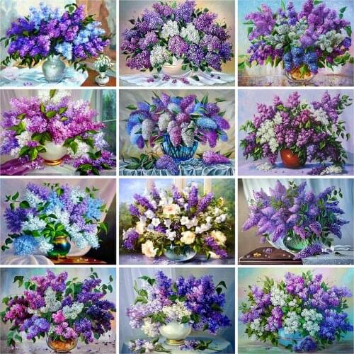 Evershine 5D DIY Diamond Painting Lilac Full Square Diamond Embroidery Clove Flower Mosaic Sale Rhinestone Art Home Decoration