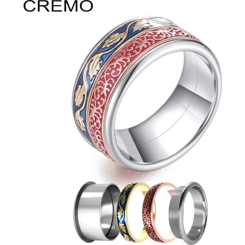 Koaem Stackable Rings Colorful Plant Interchangeable Filled Layers Ring Band Minimalist Stainless Steel Anillos Free Box