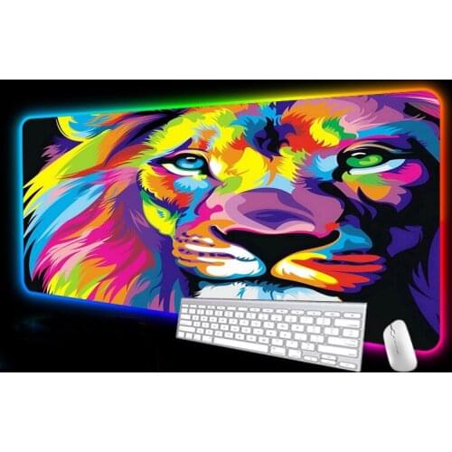 LED Mousepad Gamer Girl RGB Mouse Carpet Table Gaming Backlight Mouse Mat Desk Pad Keyboard for Desktops Computer Tiger Mausepad