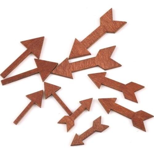 50Pcs arrows pattern dye red Wooden Scrapbooking Craft for Embellishments Handmade Diy handicraft Decor 21-38mm MT1789