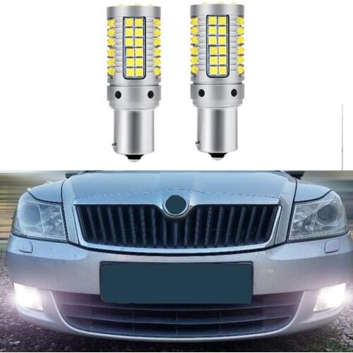 2PCS White Canbus P21W LED Bulb DRL For Skoda Superb Octavia 2 MK2 FL 1Z A5 2009 2010 2011 2012 2013 Daytime Running Light