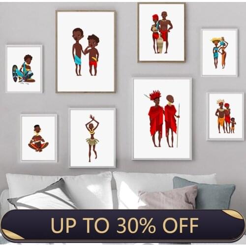 Hd Prints Modular Pictures African People Clothing Women Child Canvas painting Nordic Posters Living Room Home Decor Canvas Wall