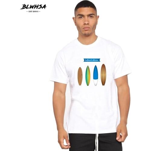 BLWHSA Wooden Surfboards Printing T Shirt Men Fashion Short Sleeve Funny T-shirt Cool Design Surfboards Print Plus Size Tees