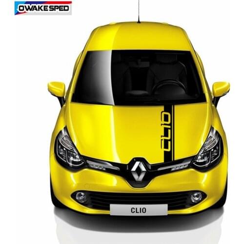 Car Bonnet Hood Stickers For-Renault Clio Racing Sport Stripes Auto Engine Cover Decor Vinyl Decals Exterior Accessories