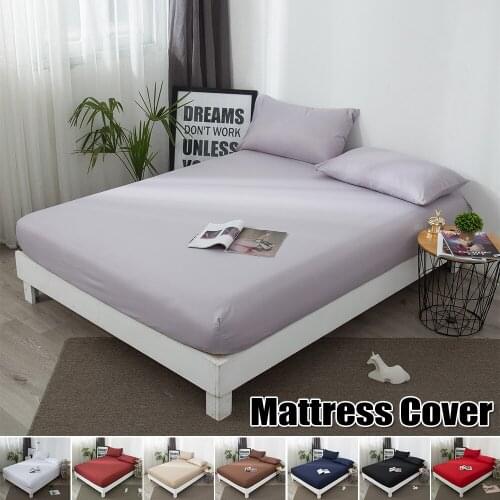 Comfortable Mattress Protector Elastic Solid Breathable Soft Cotton Terry Mattress Cover Comfy Bed Home Decor Pillow Case D30