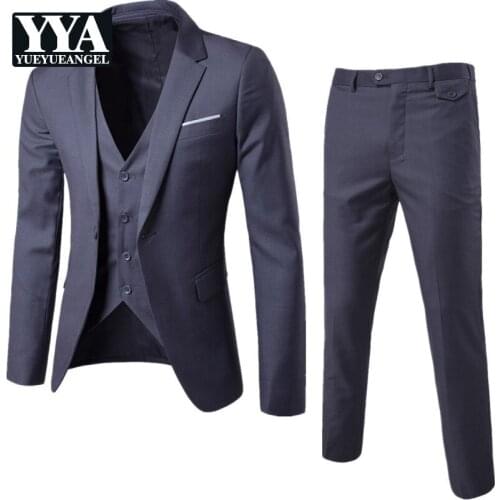 2021 New Fashion Mens Slim Fit Suits 3 Piece Suit Blazers Jacket Pants Vest Wedding Sets Business Casual Suit Set Plus Size 5XL