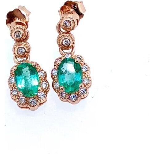 Charming emerald gem stud earrings women silver jewelry natural gem 925 silver gold plated color girl party birthday gift