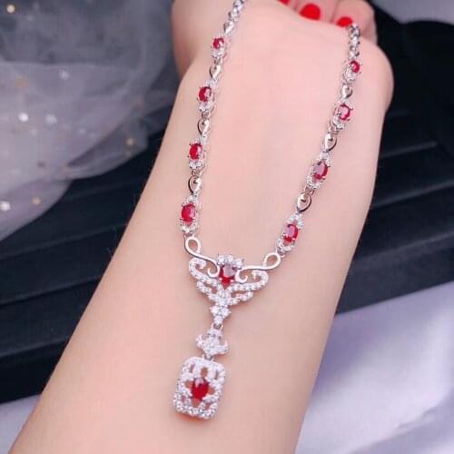 Elegant noble red Ruby gemstone necklace women fine jewelry 925 silver party anniversary birthday gift natural gem souvenir new