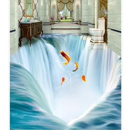 PVC waterproof floor 3D perspective drawing of floor tiles Photo wallpaper mural floor Home Decoration