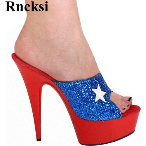 Rncksi Fashion Five-Star New Pole Dancing Sexy New Women 15CM High Heel Platforms Model Shoes Wedding Party Pole Dance Slippers
