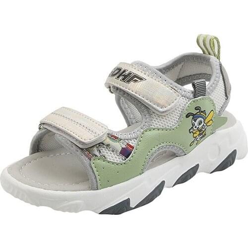 CNFSNJ brand new Summer Non-slip Boys light Genuine Leather Sandals Shoes Soft Flat Kids Children Baby Toddler Sneakers 27-37
