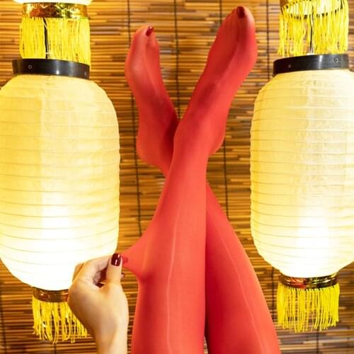 "Fairy" Dright Silky 18D Oily Shiny Stockings Flashing Pantyhose One-Iine Open Crotch Horse Oil Socks