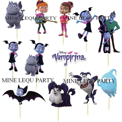 12pcs Vampirina Girl Theme Cartoon Party candy bar Cupcake Toppers pick fruit picks baby shower kids birthday Party Supplies