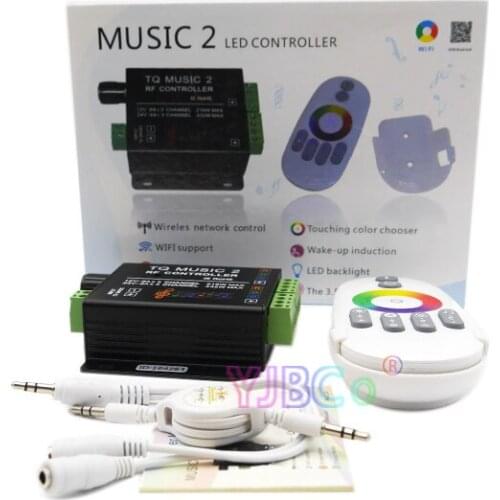 TQ Music 2 RGB LED Controller RF Remote Music Audio control DC12V 24V 18A 3 Channel Dimmer for 3528 5050 SMD LED Strip Light