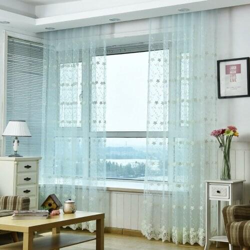 Hot Sale Sheer Tulle Window Embroidered Flowers For Living Room Bedroom Kitchen Light Fresh Country Pastoral Rustic Style Style
