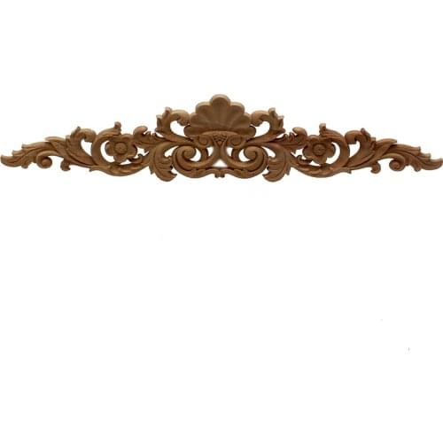 VZLX Natural Wood Appliques Flower Carving Decals Decorative Wooden Mouldings for Cabinet Door Furniture Decor Figurines DIY