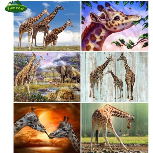 Yumeart Diamond Painting Full Square Giraffe Picture Rhinestones Diamond Embroidery Animals Bead Picture Kits Wall Decoration