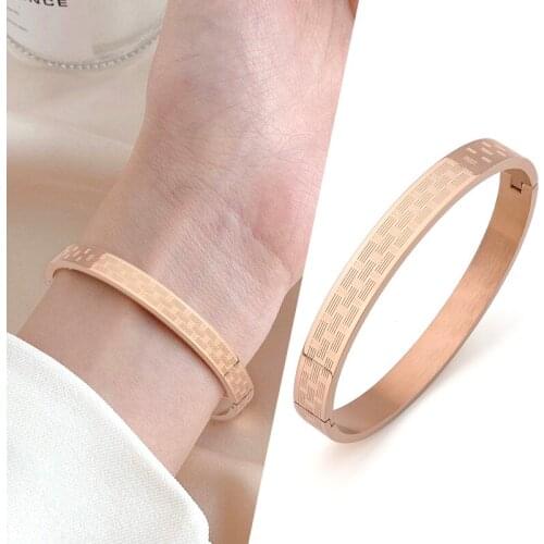 Punk Hand Bracelets Stripe Wide Bracelet Personalized Bracelet Jewelry Stainless Steel Women Men Bracelet Luxury Brand Jewelry