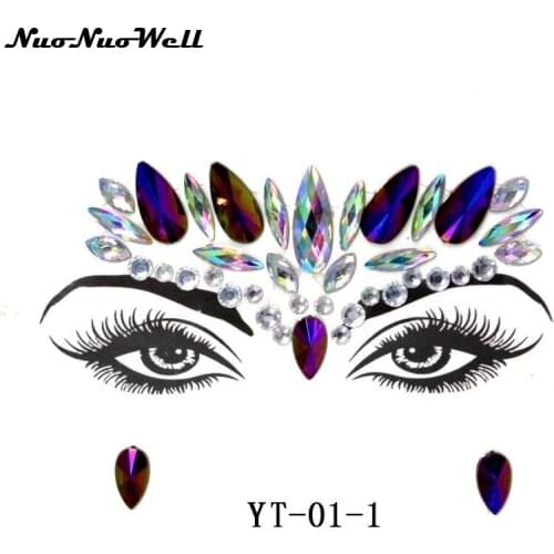 100pcs Temporary Jewels Flash Tattoo Stickers Masquerade Makeup Body Face Glitter Rhinestone Jewels Gems Fake Temporary Tattoo