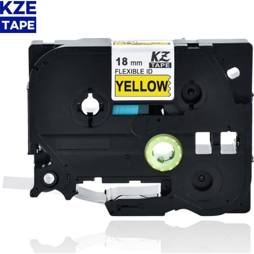 18mm Tze-FX641 Flexible label Black on Yellow Laminated Label Tape Flexible Cable Label Tapes TzeFX641 Tze FX641 for P-touch PT