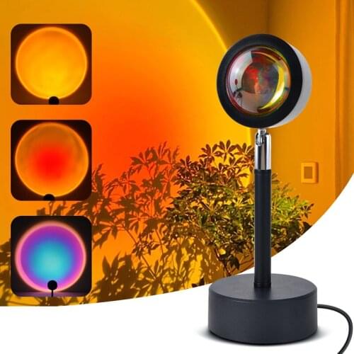 Atmosphere Rainbow LED Night Lights Sunset Projector Lamp for Home Bedroom Coffe Shop Background Wall Decoration USB Table Lamp