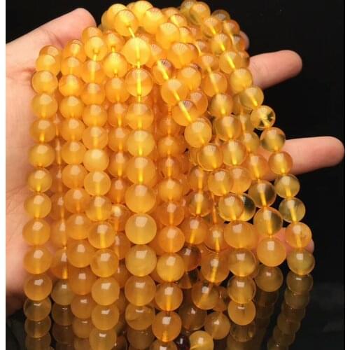 ICNWAY 15inch Natural Round Amber Loose Genstone Beads 3-10mm DIY Silver 925 Jewelry Making Necklace Bracelet Earring