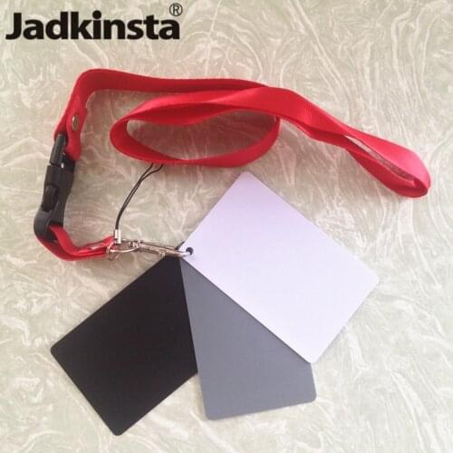 Digital Grey Card for DSLR Camera White Black 18% Gray Color White Balance Cards with Neck Strap Pocket Size 8.5x5.5cm