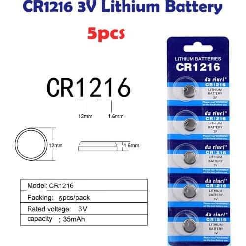 CR1216 5PCS 3V EE6218 Lithium Button Battery 35mAh for Watch Electronic Toy Remote 5034LC BR1216 DL1216 Coin Cell Batteries
