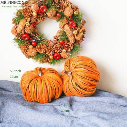 D7.8" Autumn Harvest Pumpkin Decorations Home Farmer Rustic Style Decoration Thankgiving Day Fall Pumpkins Decor