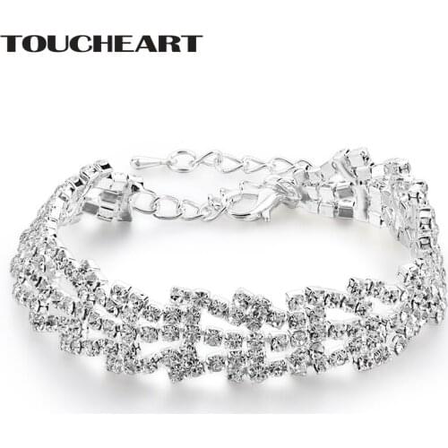 TOUCHEART Elegant Classic Charm Stainless Steel Bracelets&Bangles For Women Crystal Wedding Bracelet Pulseira Feminina SBR170080