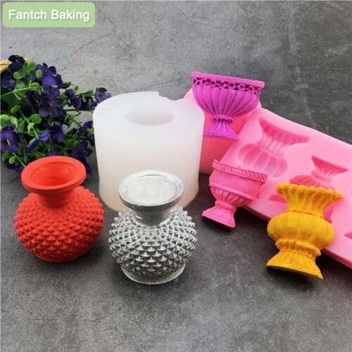 Vase Shaped Surface Succulent Plant Flower Pot Silicone Mold DIY Resin Art Concrete Candle Holder Mold Gypsum Cement Fleshy Pot