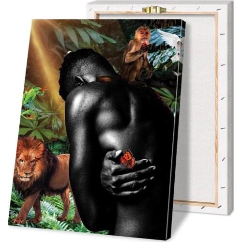 HD Home Decoration Printing Adam Ashamed In The Garden Poster Canvas Wall Art Oil Painting Living Room Decoration with Frame