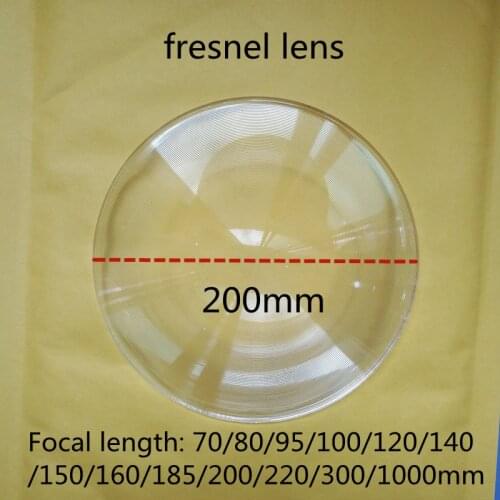 200mm diameter round solar fresnel lens with 70/80/95/100/120/140/150/160/185/200/220/1000mm