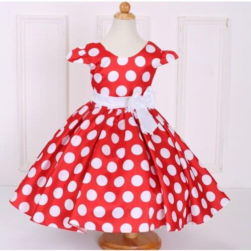 2020 Summer Kids Dresses For girls Children Dots Print Bow Baby Birthday Wedding Party Princess Dress For 1 2 4 5 6 7 8 Years