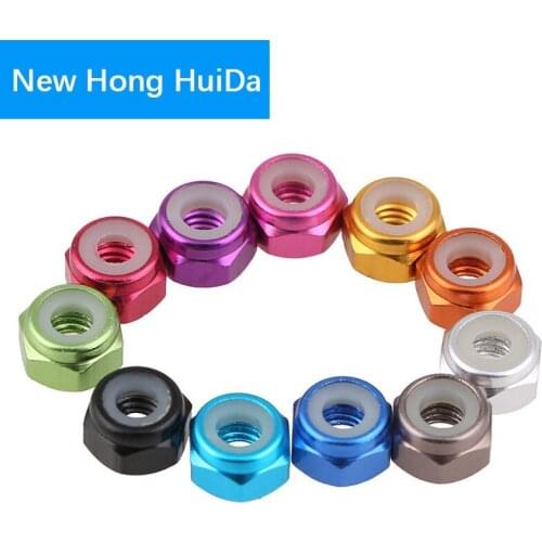 M2 M3 M4 M5 Aluminum Alloy Nylon Insert Lock Nuts Self-Locking Nuts Multi-color anodized for RC Model Part