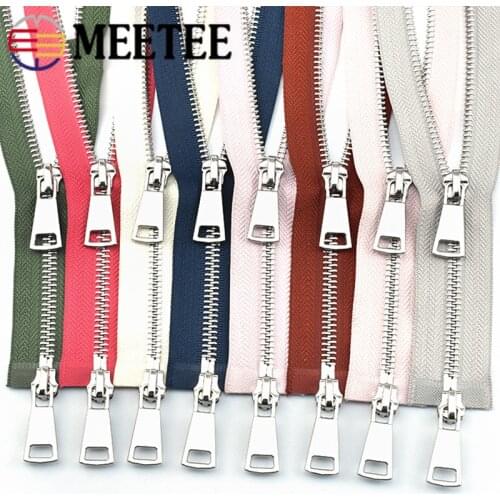 Meetee 120cm 5# Metal Zippers Double Slider Open End Zip DIY Sewing Tools Down Jacket Coat Clothing Tailor Repair Accessories