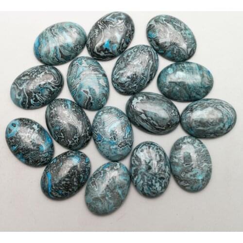 Fashion 25x18MM Natural blue onyx Stone Beads charms oval Cabochon for jewelry making Ring Earrings accessories 12Pcs no hole