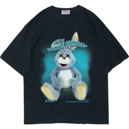 Z29 Summer 2021 New Mens And Womens Street Fashion Loose Leisure Fun Rabbit Couples Top Short Sleeve T-shirt Tee