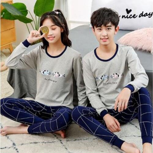 New Boys Sleepwear Teenages Pajama Sets Animal Childrens Pijamas Winter Girls Cotton Suit Kids Nightwear Pyjamas For 9-19T