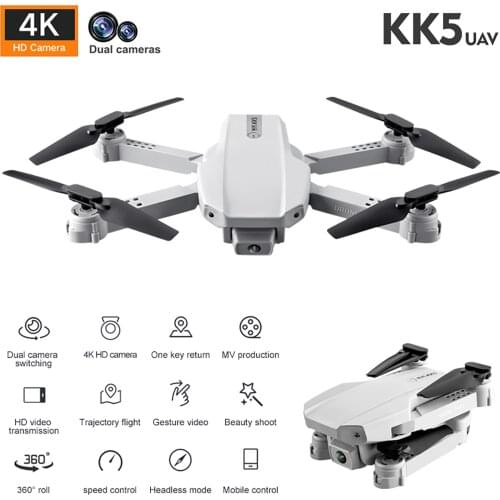 New KK5 Drone UAV Quadcopter With 4K HD Camera Mini Drone Altitude Hold Mode RC Quadcopter Folding 360 ° Aircraft Toy Boys Gift