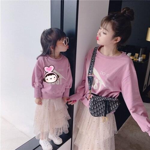 Family Matching Clothes Mother and Daughter Sweatshirt Baby Girls Cute Letter Print T Shirt Kids Pullovers Top Tees Baby Clothes