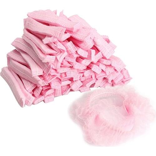 100PCS Non-woven Disposable Shower Caps Pleated Anti Dust Hat Women Men Bath Caps for Spa Hair Salon Bathroom Product