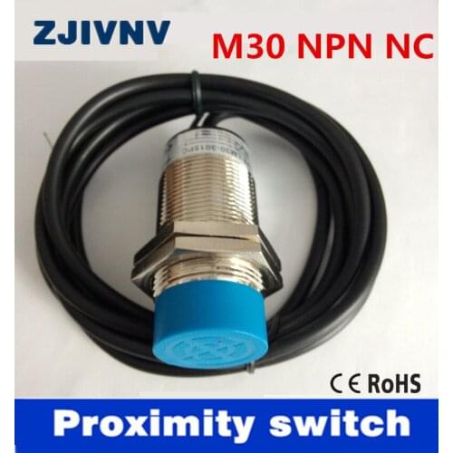 CE approval IP67 cylinder type M30 NPN NC/ normally close DC 6-36V proximity inductive sensor switch 3 wires Distance15mm