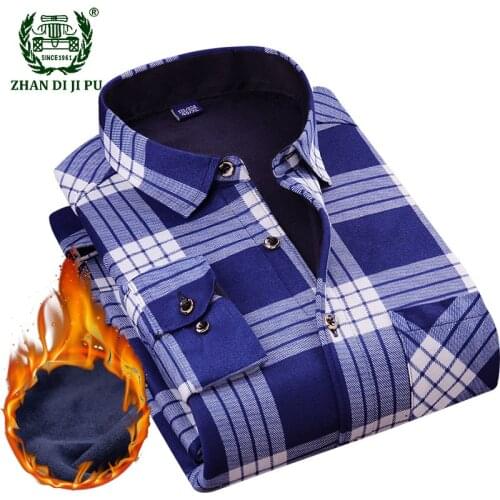 Autumn Winter Mens Flannel Shirt Keep Warm Thicken Plaid Shirts Thick Casual Long Sleeve Man Blouse Fashion Camisas Masculinas