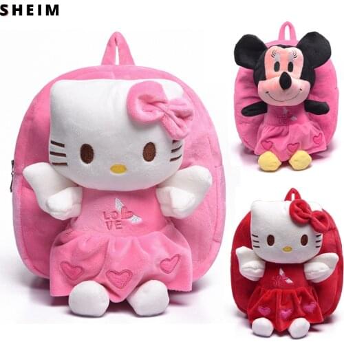 Kawaii Cartoon Hello Kitty Plush Backpack Childrens Small Mini Schoolbag Kindergarten Backpack KT Cat Bag For Kids Girls Gifts