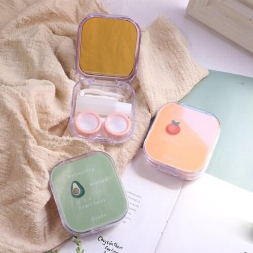 Portable Contact Lenses Cases Lovely Colorful Cartoon Fruit Pattern Colored Contacts Lenses for Eyes Container Box Accessories