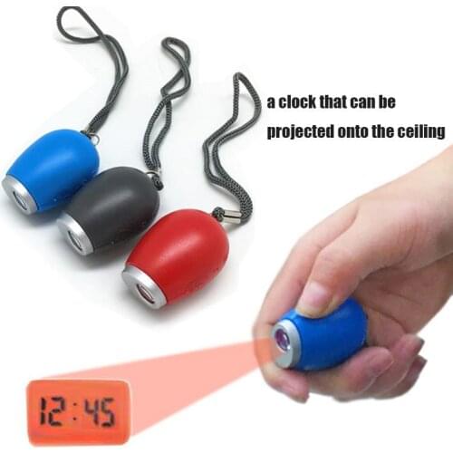 Portable Mini Digital Projection Clock LED Clocks Time Projection Flashlight Night Light Projector Clock With Key Chains