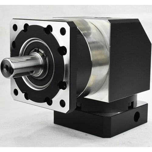 Right angle 90 degree planetary gearbox reducer 2 stage ratio 15:1 to 100:1 for 80MM 750W AC servo motor input shaft 19mm