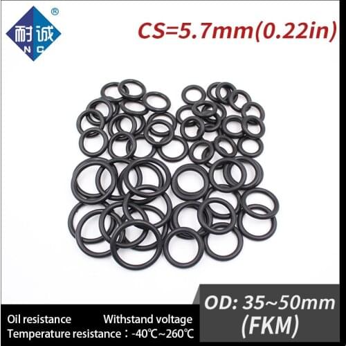 2PC/lot Rubber Ring Black FKM O ring Seals Thickness 5.7mm OD30/35/40/50mm Rubber O-Rings Fuel Washer